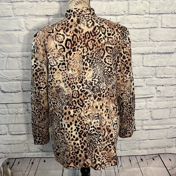 Chico’s Leopard Animal Print Blazer Jacket Chicos 3 XL Mandarin Collar - Picture 5 of 8